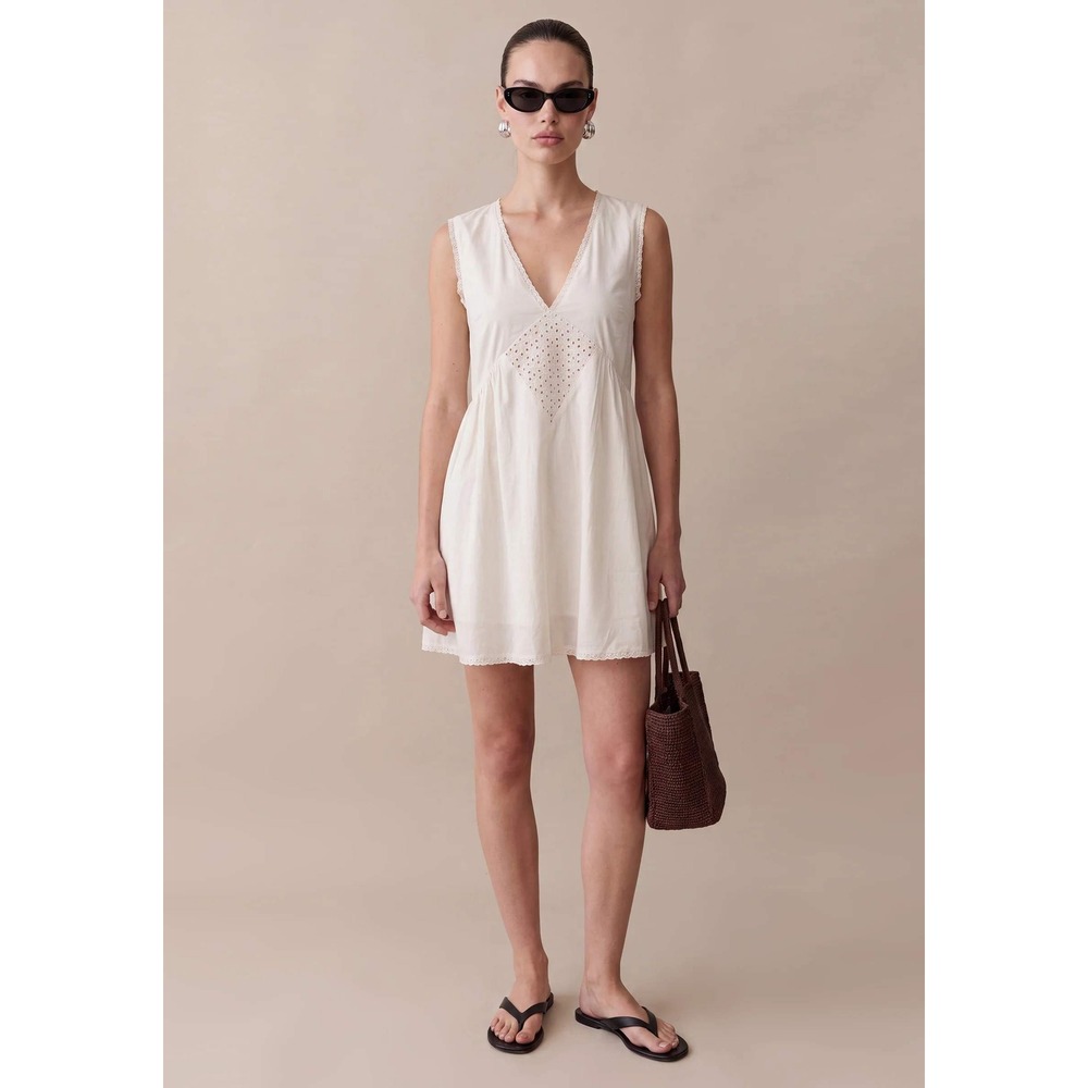 NWT Kourt Tatiana Cotton Mini Dress in Cream - Size Small